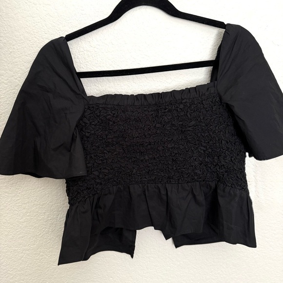Mare Mare X Anthropologie Peplum Bow Front Smocked Cropped Top - Picture 5 of 5